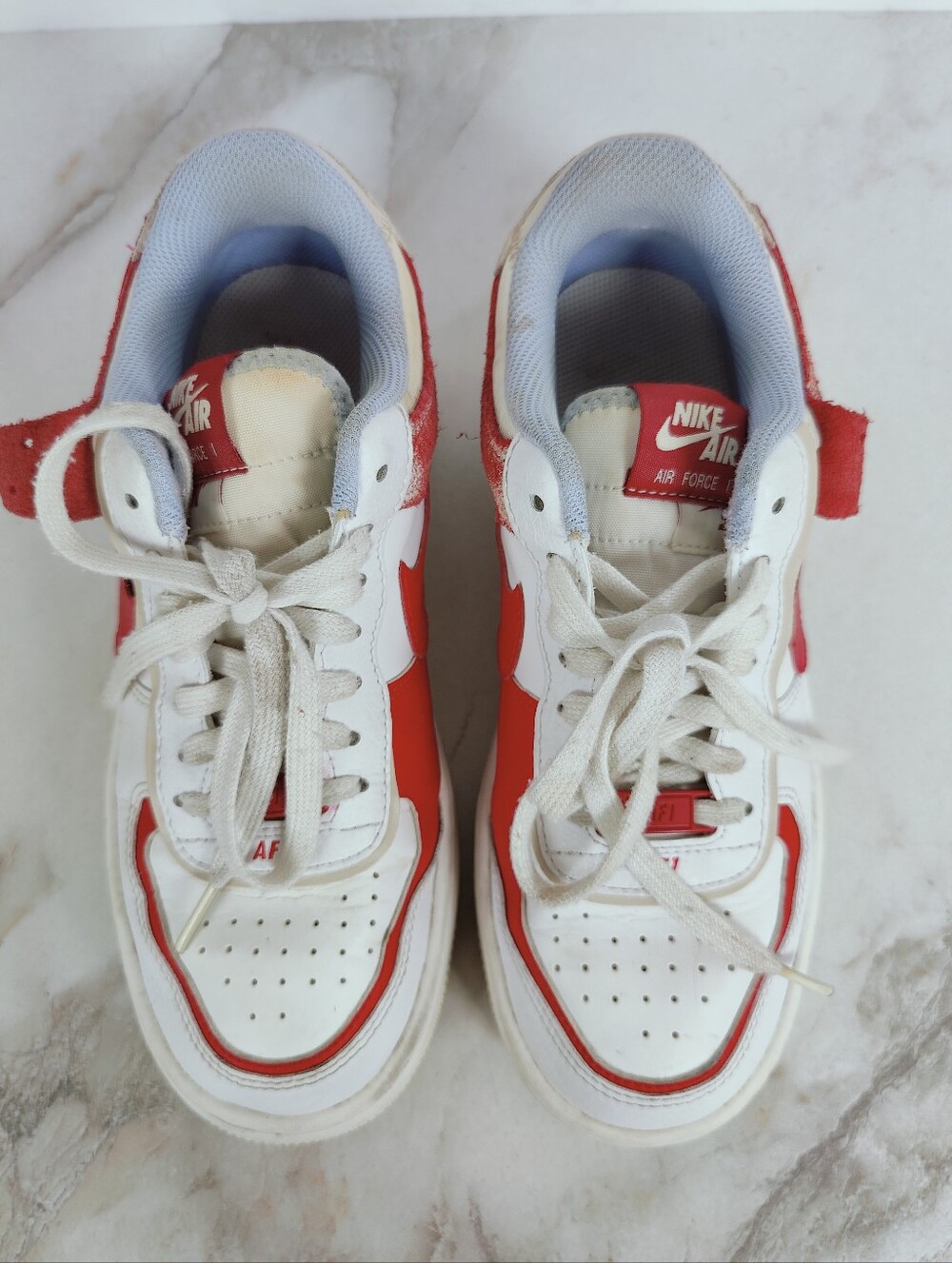 Nike Women's Air Force 1 Low Shadow 'Red Cracked Leather' Sneakers, 7.5 - Picture 5 of 10